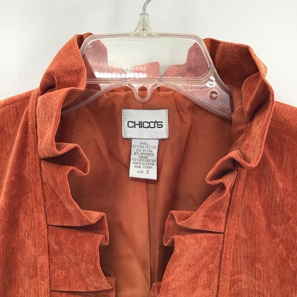 Chico’s Women’s Fine Corduroy Art-to-Wear Jacket Career Fall Burnt Orange Size 2 - Picture 3 of 6